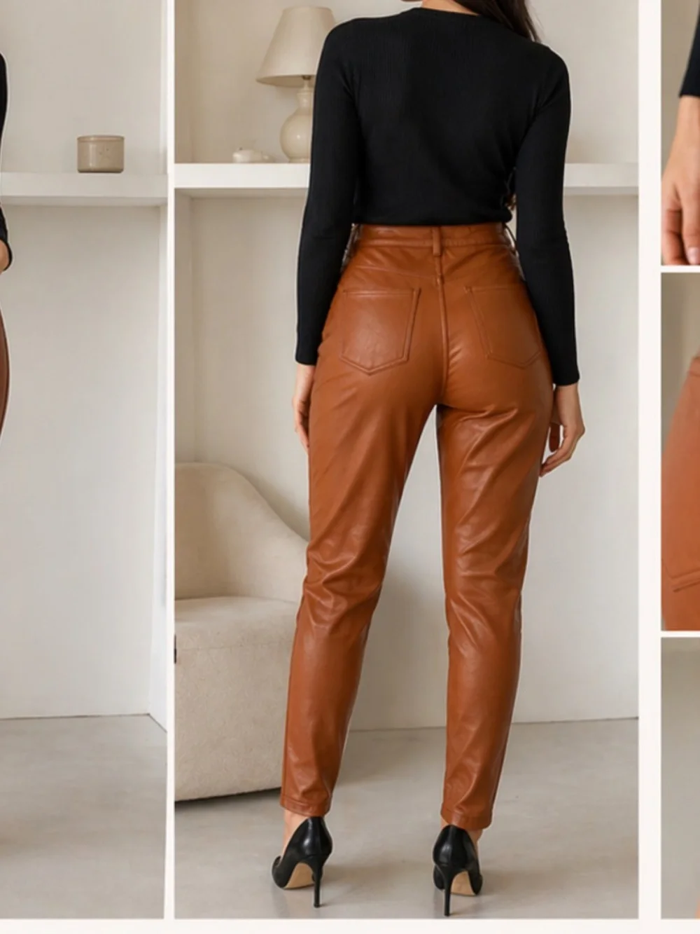 Calzedonia Brown Faux Leather Pants - Picture 2 of 5